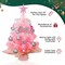 Mini Pink Christmas Tree 24-Inch (2FT) – Pre-Lit Tabletop Tree with 50 LED Lights, Gift Boxes & Ornaments – Small Pink Christmas Decor for Home & Office